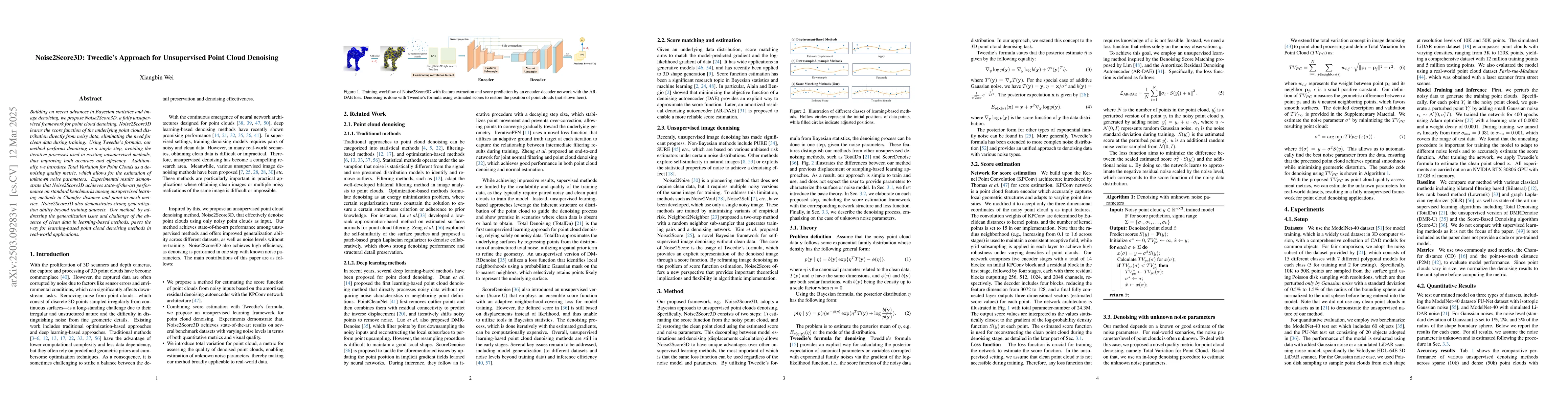 Thumbnail for Noise2Score3D: Tweedie's Approach for Unsupervised Point Cloud Denoising