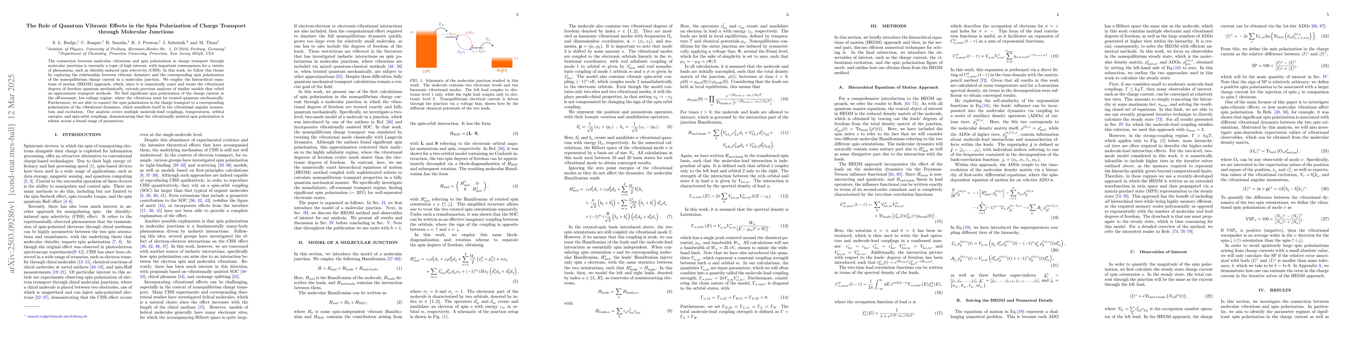 Thumbnail for The Role of Quantum Vibronic Effects in the Spin Polarization of Charge
  Transport through Molecular Junctions