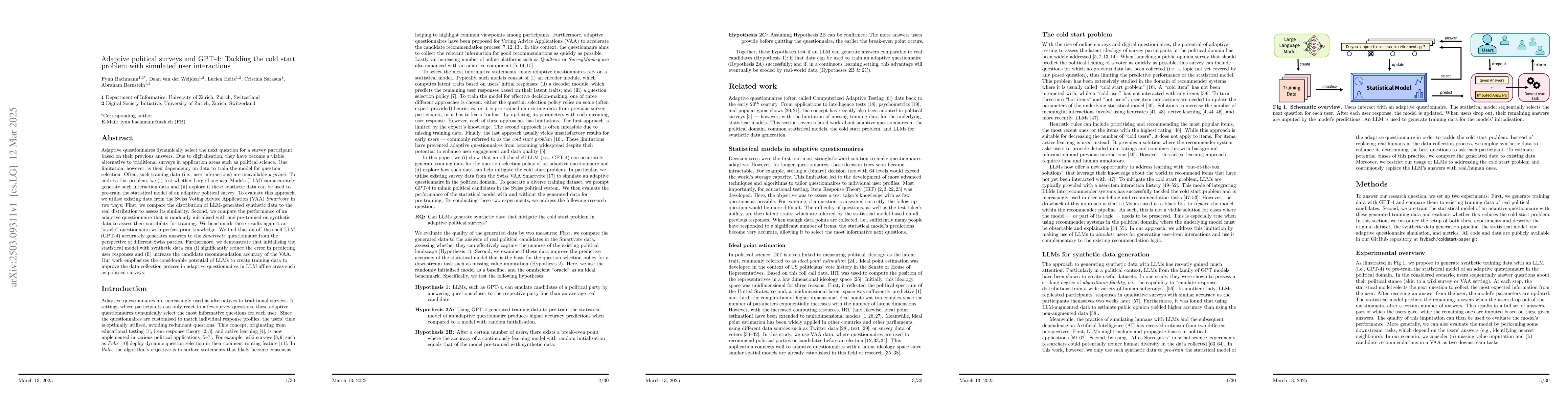 Thumbnail for Adaptive political surveys and GPT-4: Tackling the cold start problem
  with simulated user interactions
