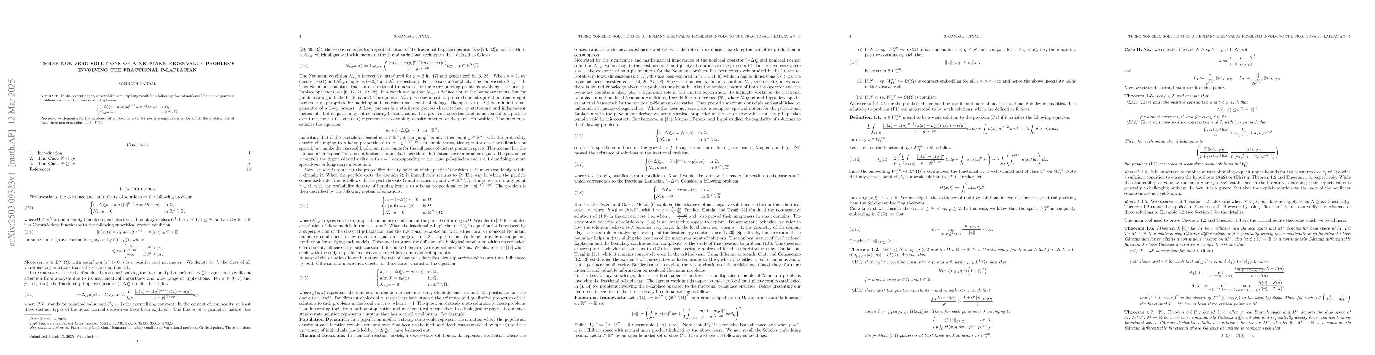Thumbnail for Three non-zero solutions of a Neumann eigenvalue problems involving the
  fractional p-Laplacian