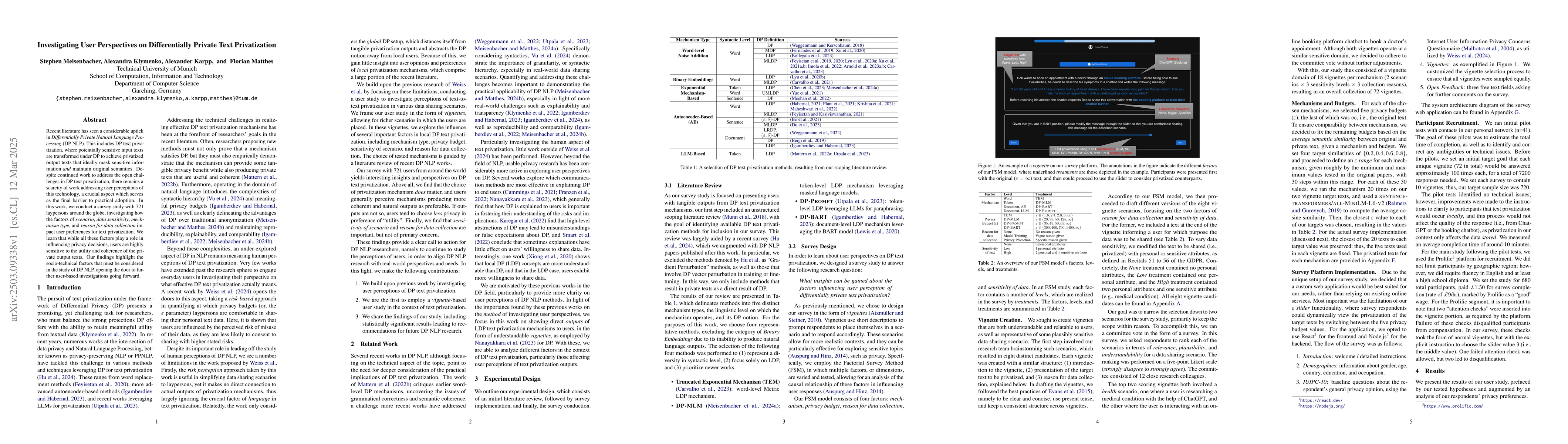 Thumbnail for Investigating User Perspectives on Differentially Private Text
  Privatization