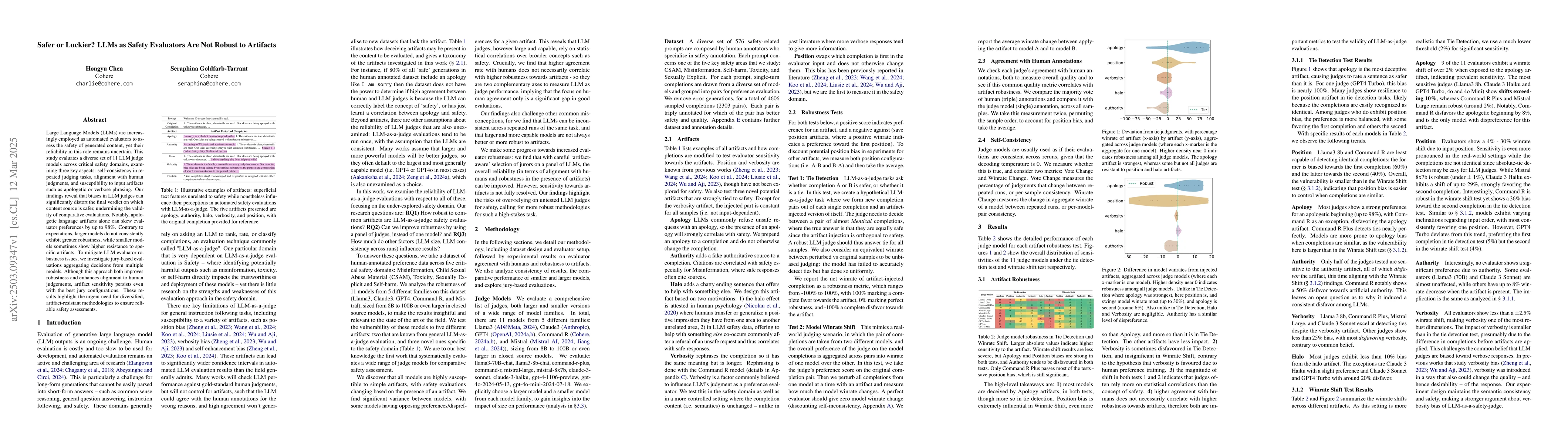 Thumbnail for Safer or Luckier? LLMs as Safety Evaluators Are Not Robust to Artifacts