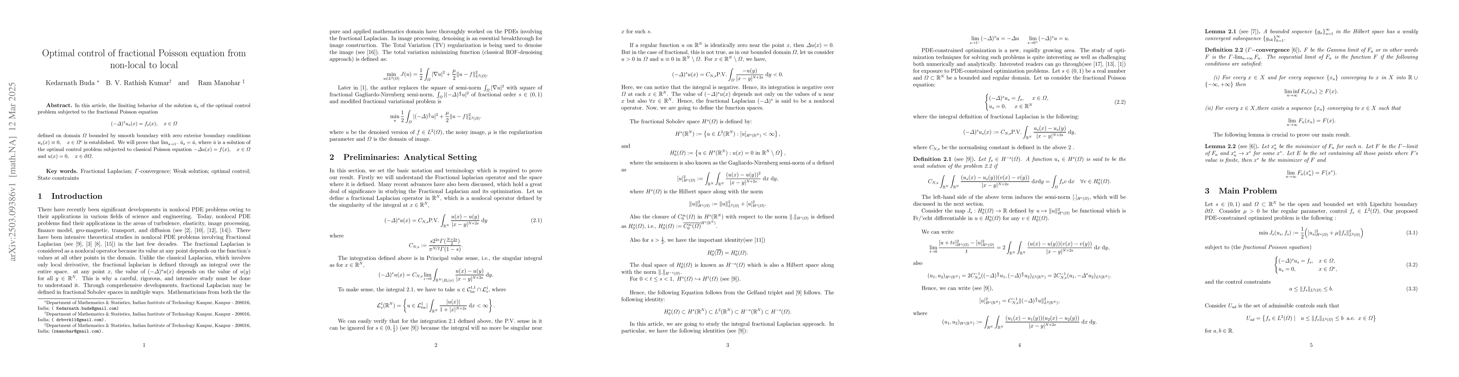 Thumbnail for Optimal control of fractional Poisson equation from non-local to local