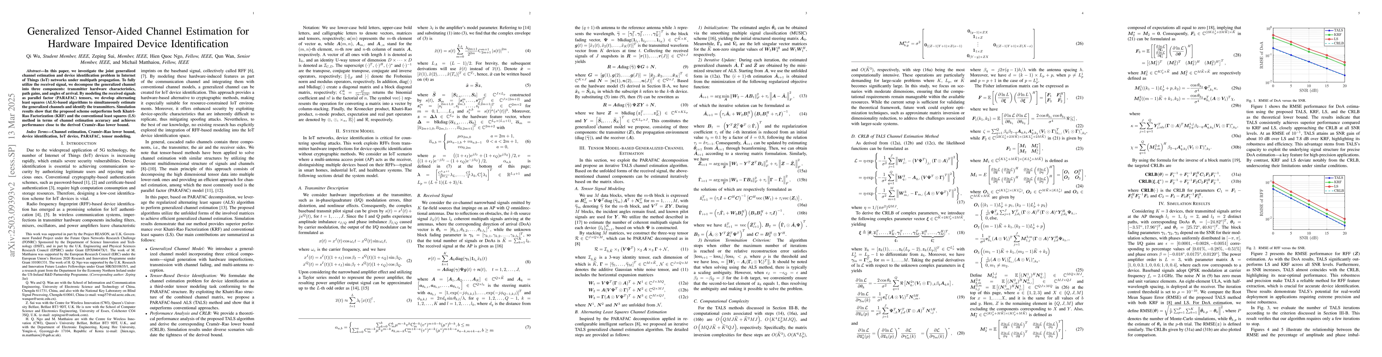 Thumbnail for Generalized Tensor-Aided Channel Estimation for Hardware Impaired Device
  Identification