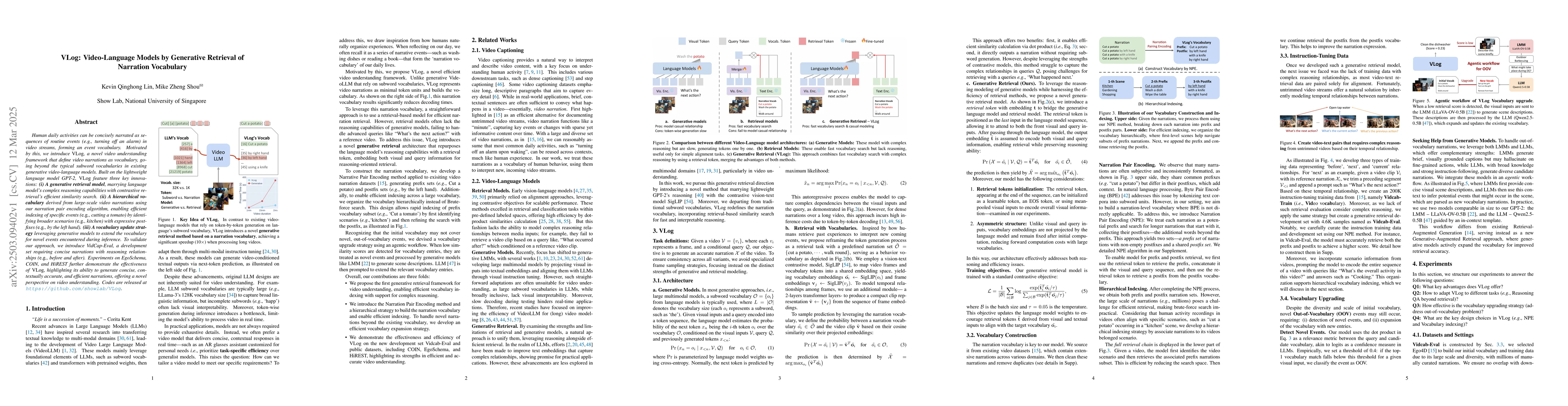 Thumbnail for VLog: Video-Language Models by Generative Retrieval of Narration
  Vocabulary