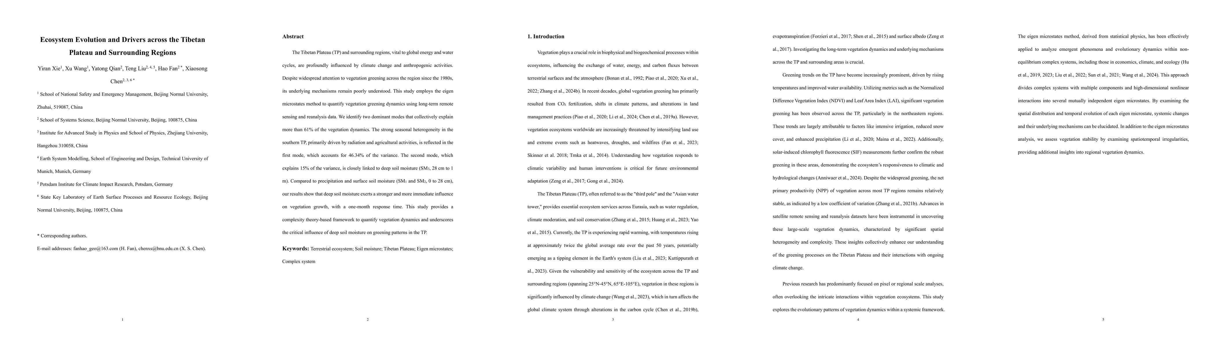 Thumbnail for Ecosystem Evolution and Drivers across the Tibetan Plateau and
  Surrounding Regions