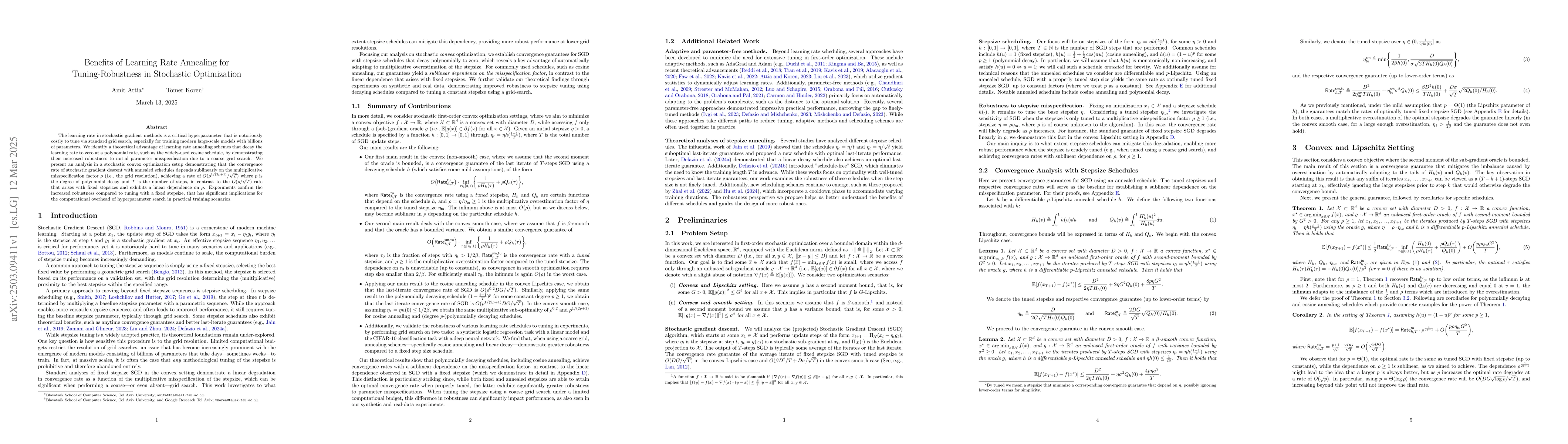 Thumbnail for Benefits of Learning Rate Annealing for Tuning-Robustness in Stochastic
  Optimization