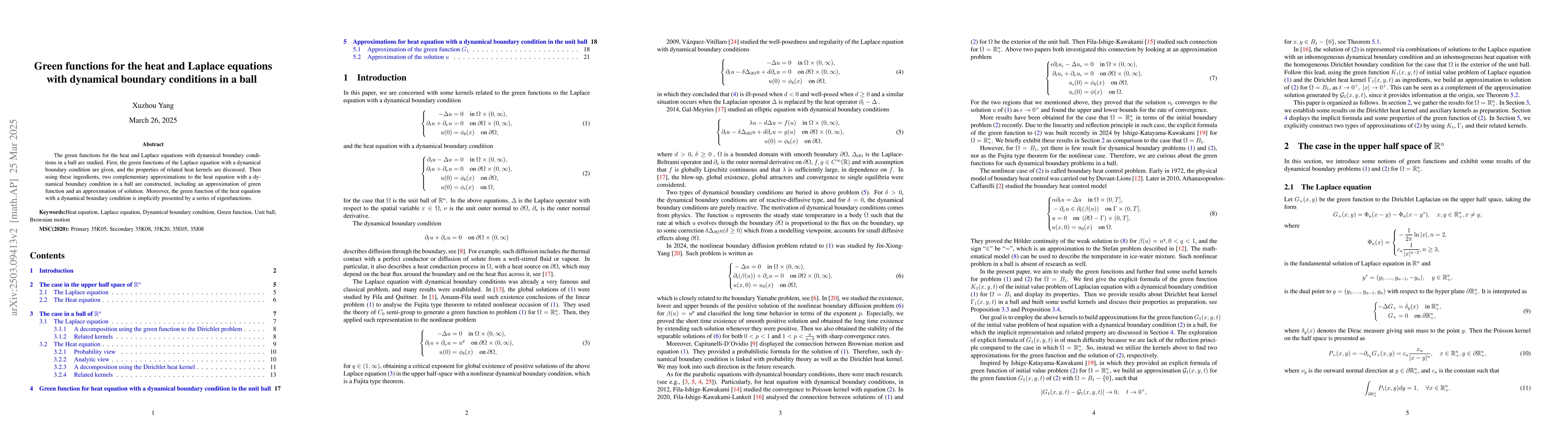 Thumbnail for Green functions for the heat and Laplace equations with dynamical
  boundary conditions in a ball