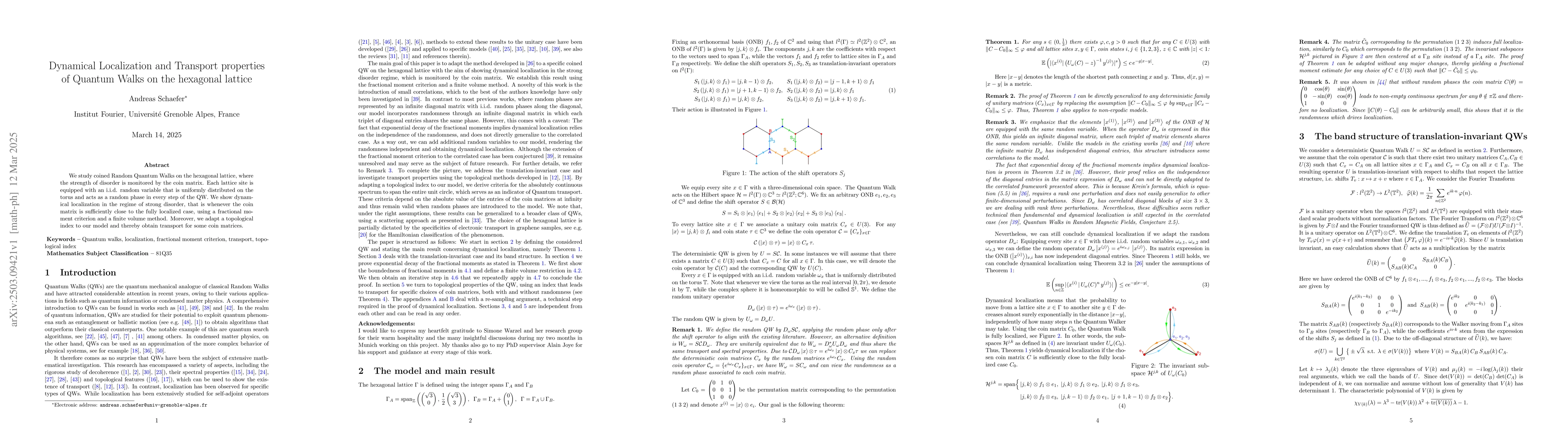 Thumbnail for Dynamical Localization and Transport properties of Quantum Walks on the
  hexagonal lattice