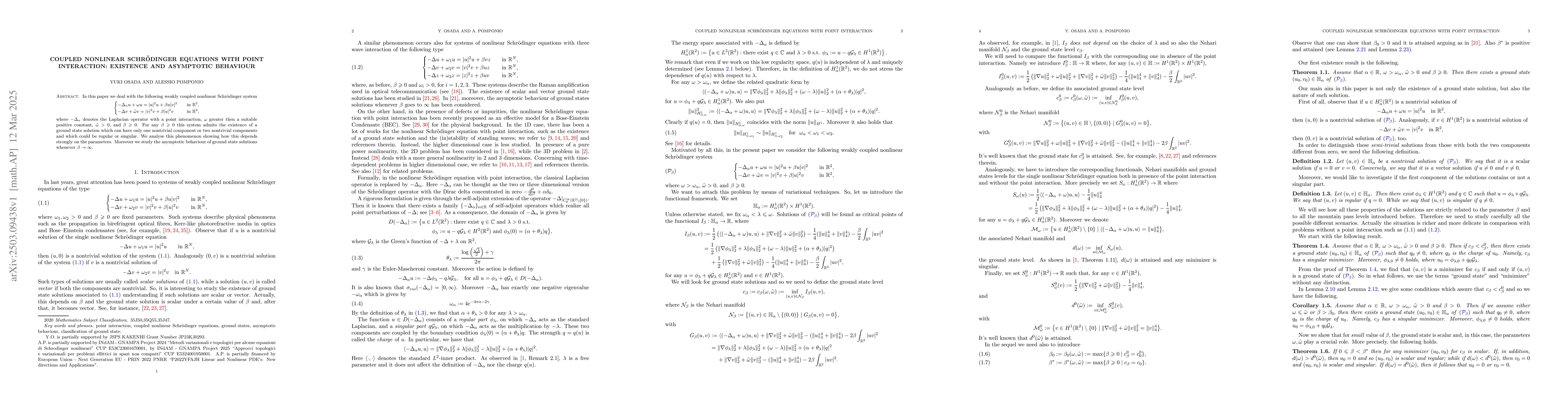 Thumbnail for Coupled nonlinear Schrödinger equations with point interaction:
  existence and asymptotic behaviour