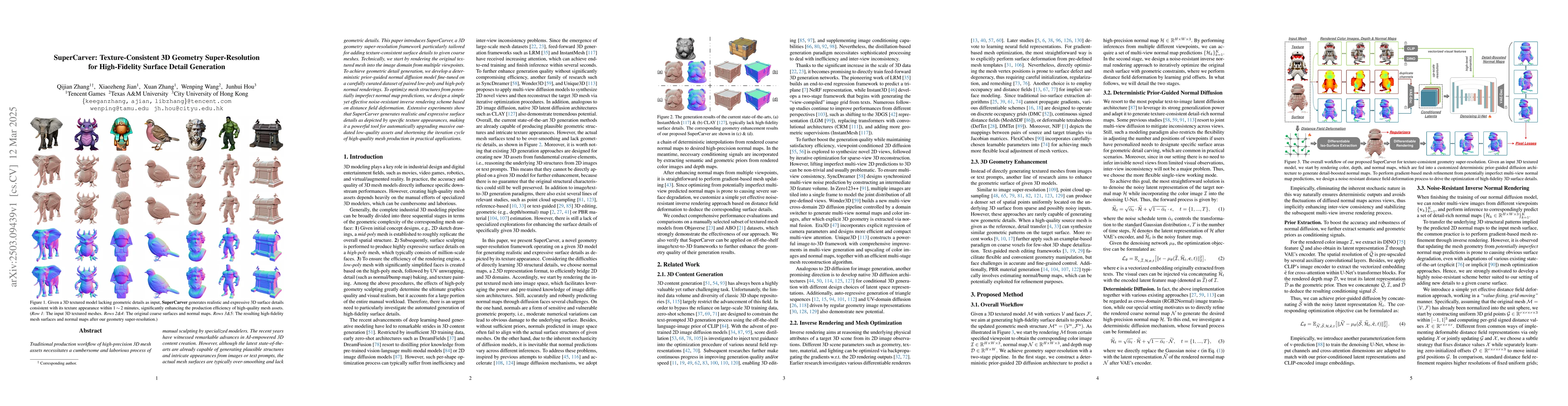 Thumbnail for SuperCarver: Texture-Consistent 3D Geometry Super-Resolution for
  High-Fidelity Surface Detail Generation