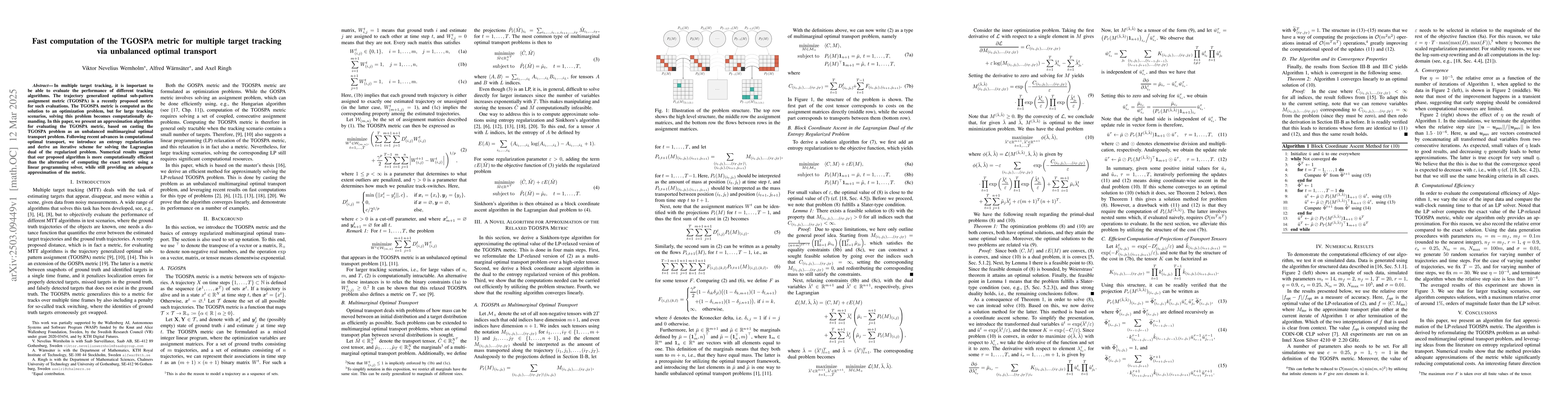 Thumbnail for Fast computation of the TGOSPA metric for multiple target tracking via
  unbalanced optimal transport