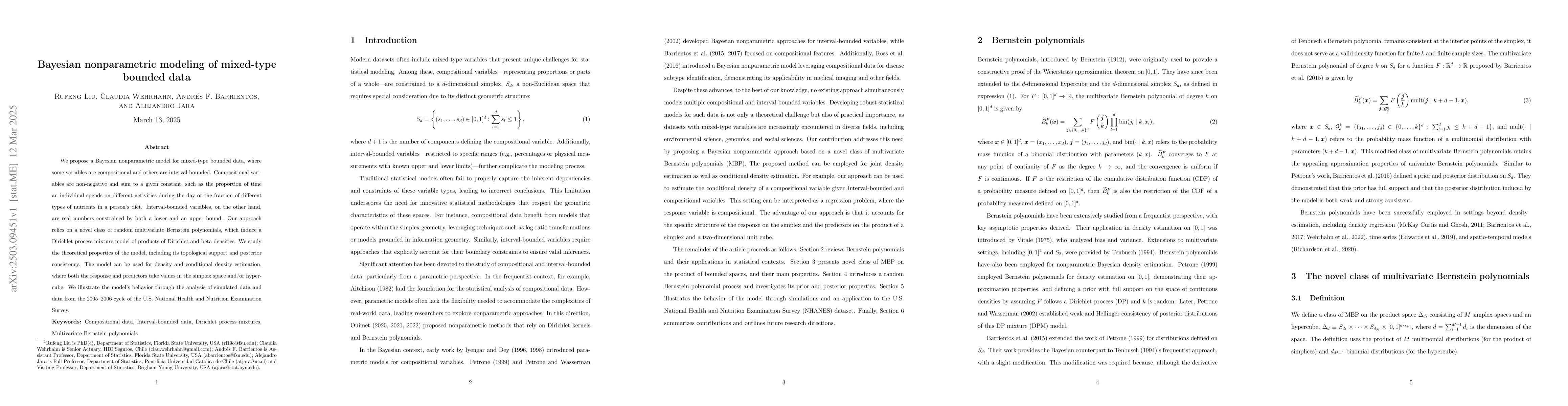 Thumbnail for Bayesian nonparametric modeling of mixed-type bounded data