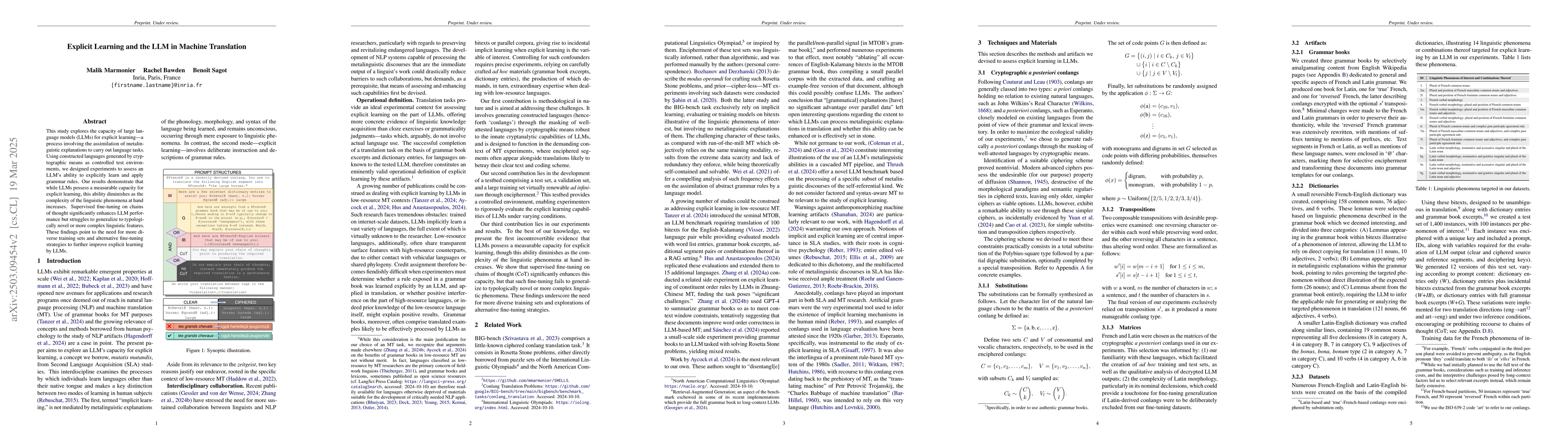 Thumbnail for Explicit Learning and the LLM in Machine Translation