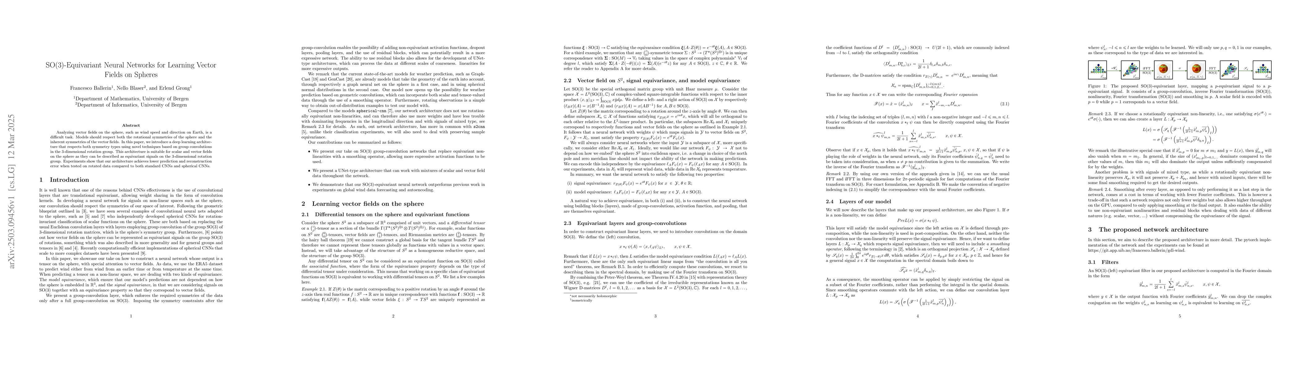 Thumbnail for SO(3)-Equivariant Neural Networks for Learning Vector Fields on Spheres