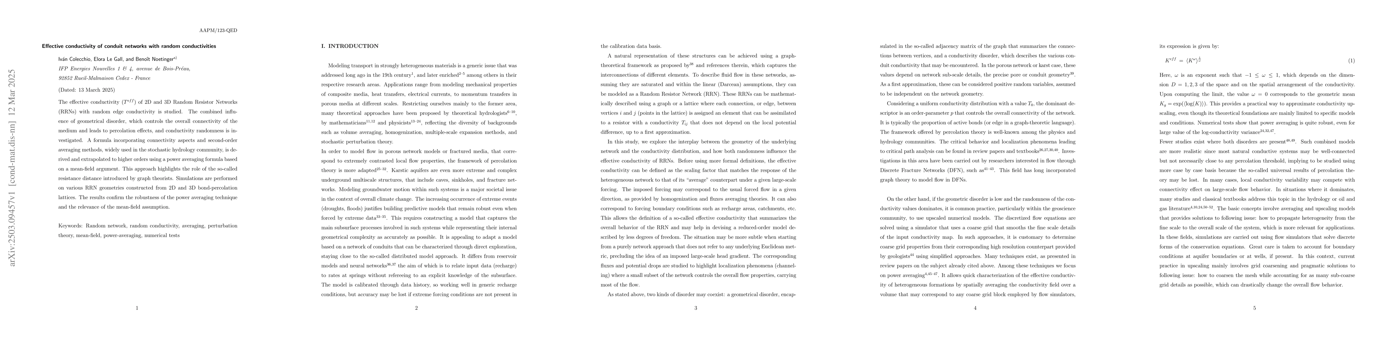 Thumbnail for Effective conductivity of conduit networks with random conductivities