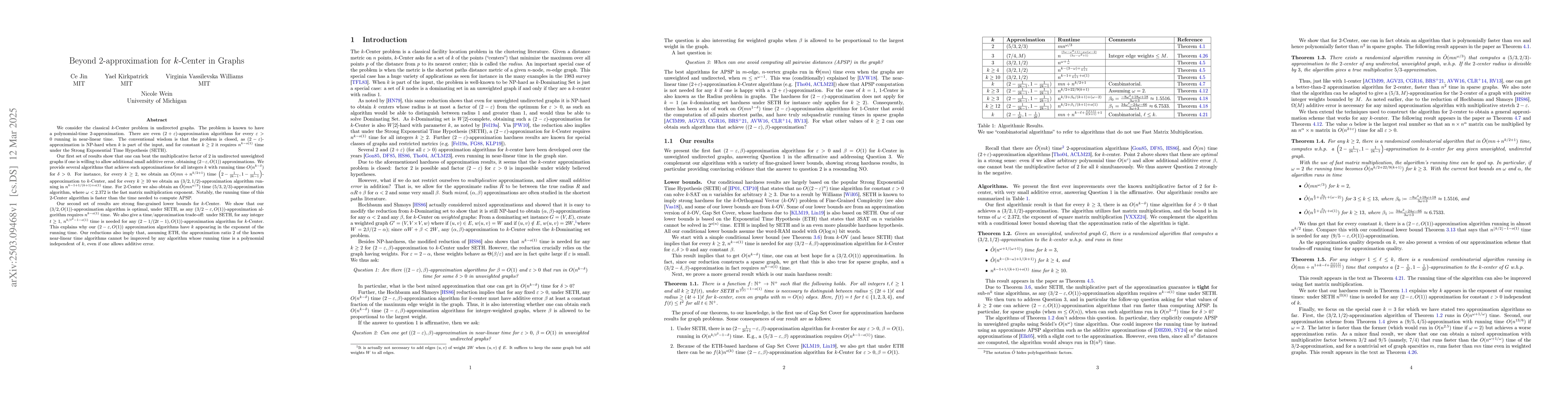 Thumbnail for Beyond 2-approximation for k-Center in Graphs