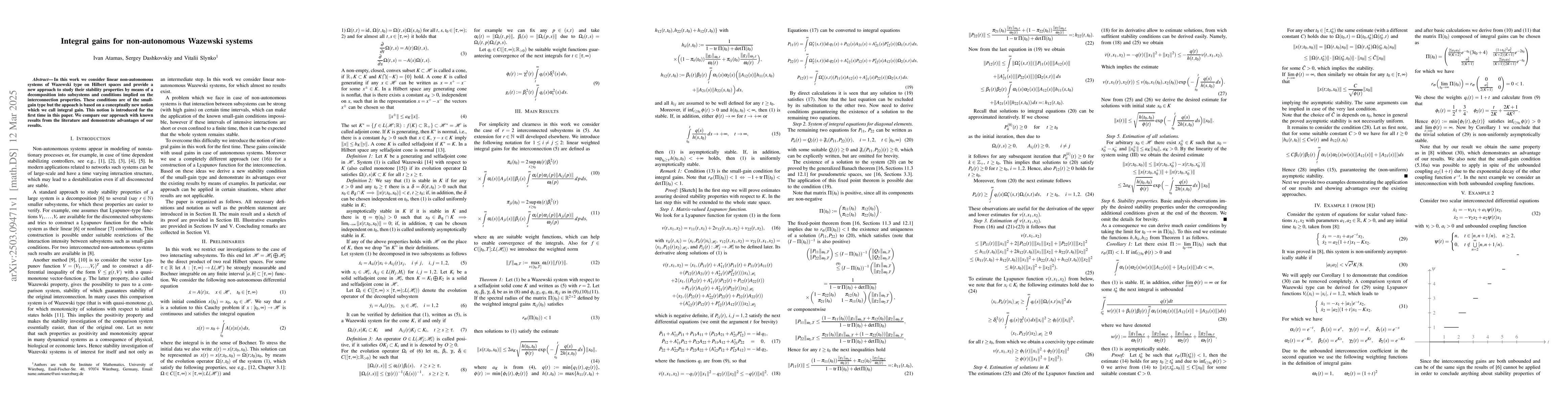 Thumbnail for Integral gains for non-autonomous Wazewski systems