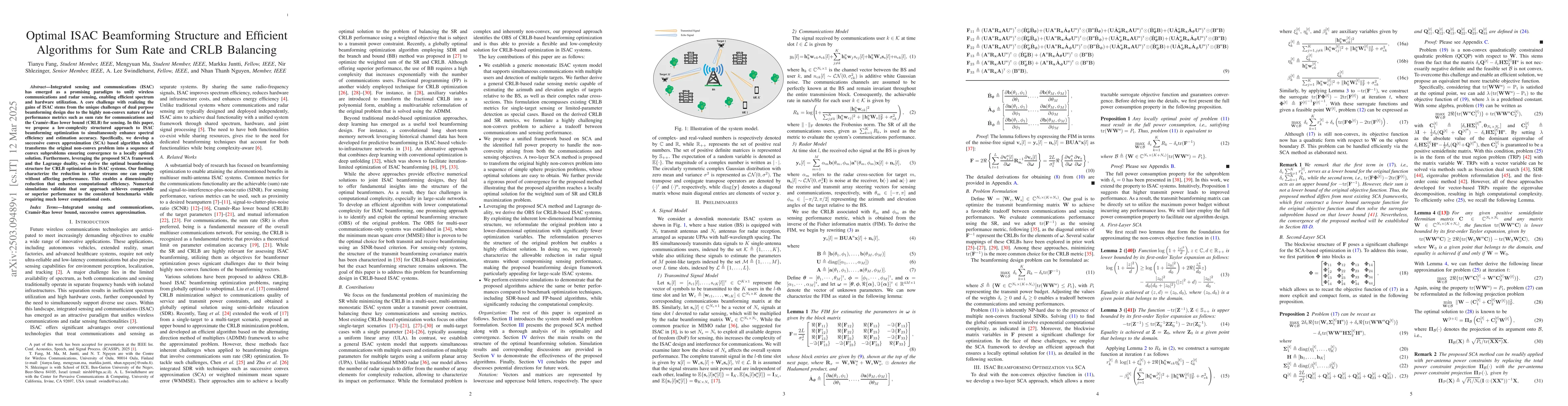 Thumbnail for Optimal ISAC Beamforming Structure and Efficient Algorithms for Sum Rate
  and CRLB Balancing