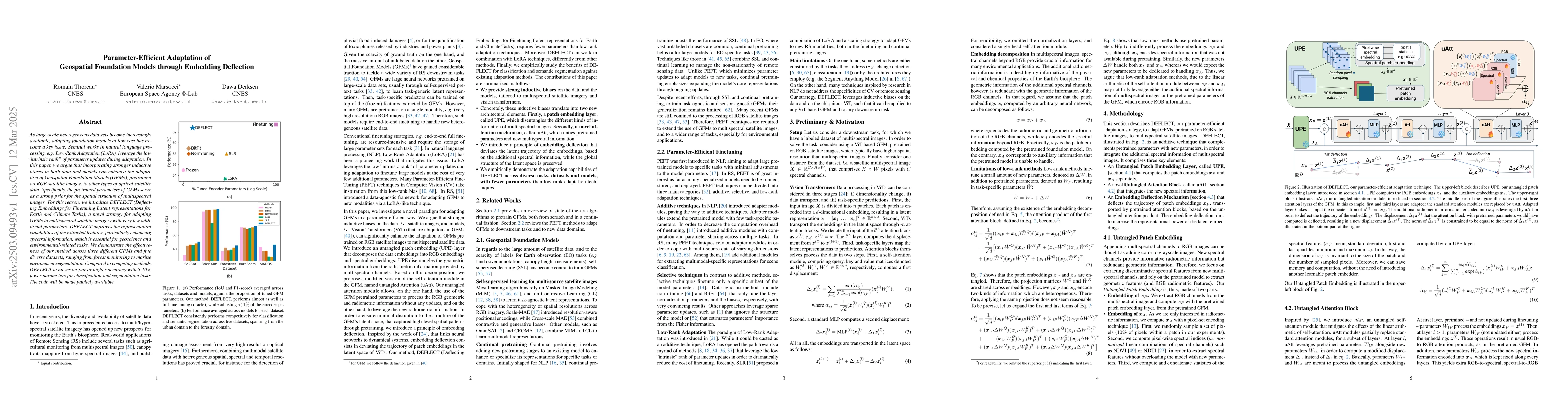 Thumbnail for Parameter-Efficient Adaptation of Geospatial Foundation Models through
  Embedding Deflection