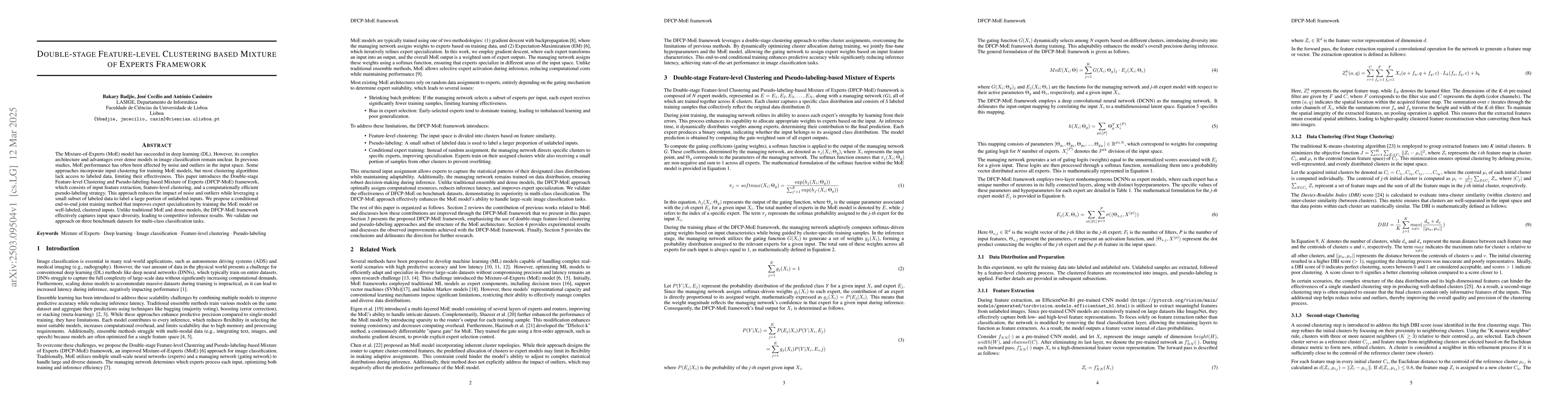 Thumbnail for Double-Stage Feature-Level Clustering-Based Mixture of Experts Framework