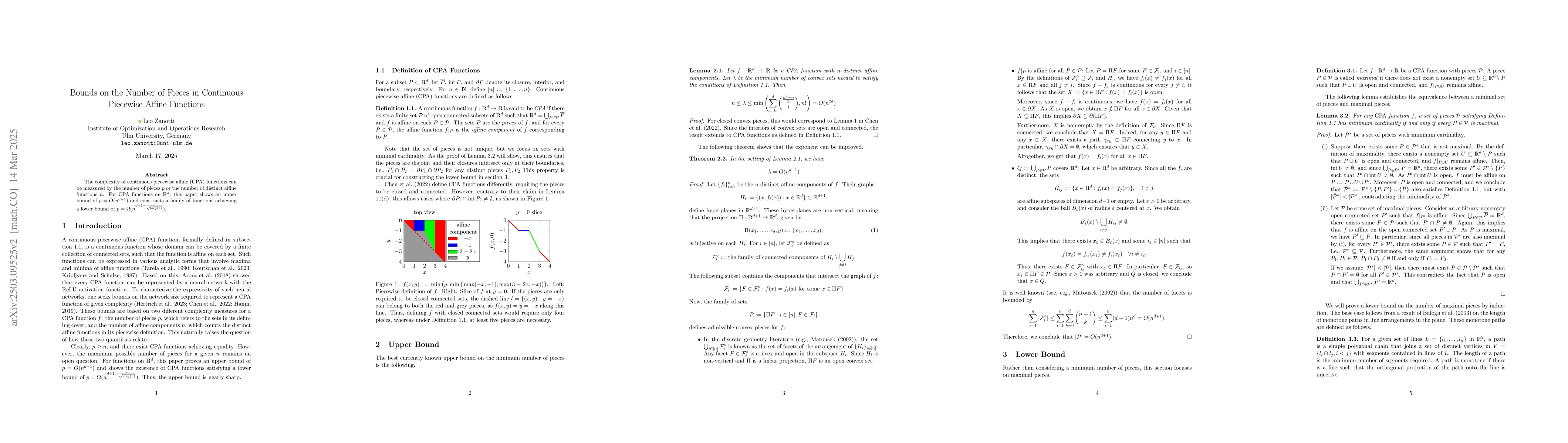 Thumbnail for Bounds on the Number of Pieces in Continuous Piecewise Affine Functions
