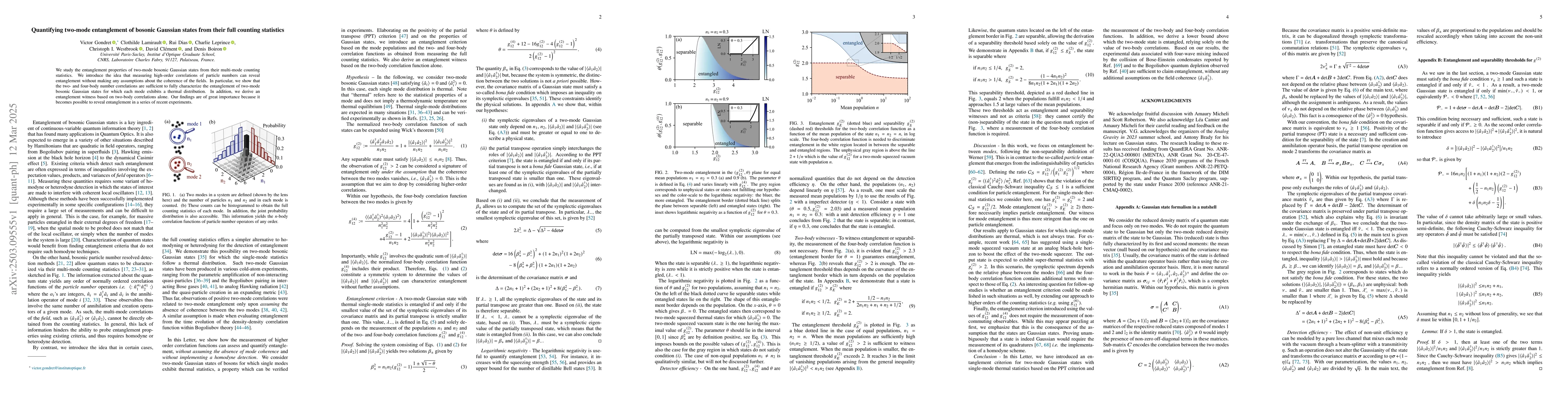 Thumbnail for Quantifying two-mode entanglement of bosonic Gaussian states from their
  full counting statistics