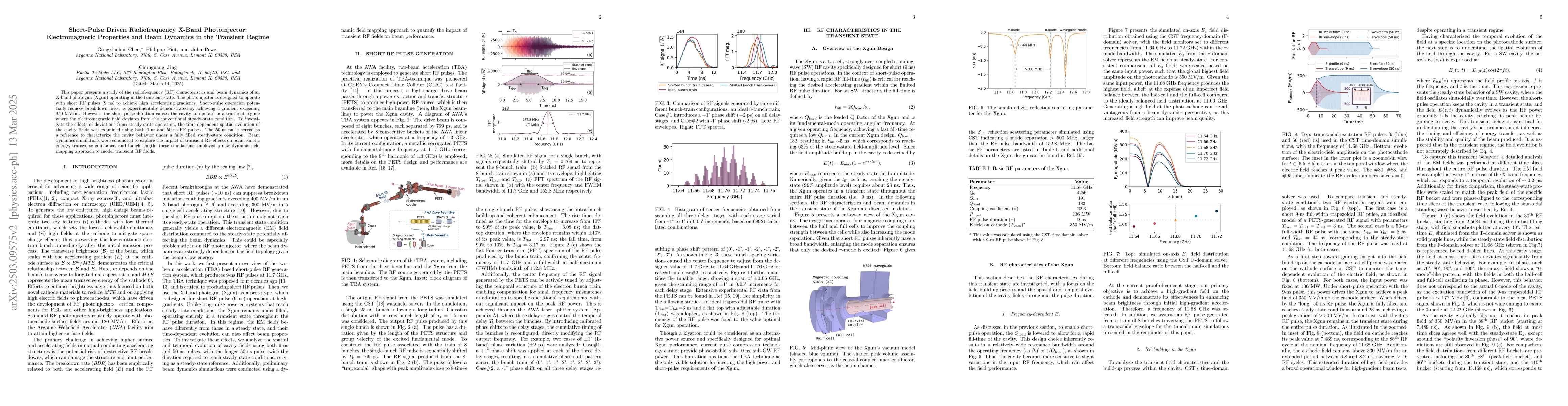 Thumbnail for Short-Pulse Driven Radiofrequency X-Band Photoinjector: Electromagnetic
  Properties and Beam Dynamics in the Transient Regime