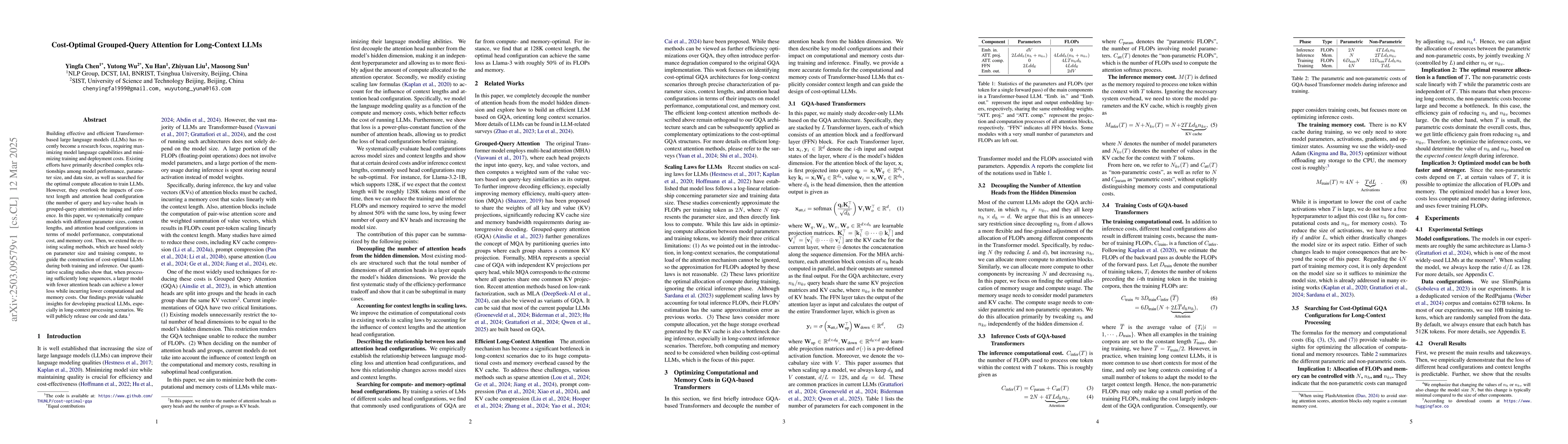 Thumbnail for Cost-Optimal Grouped-Query Attention for Long-Context LLMs