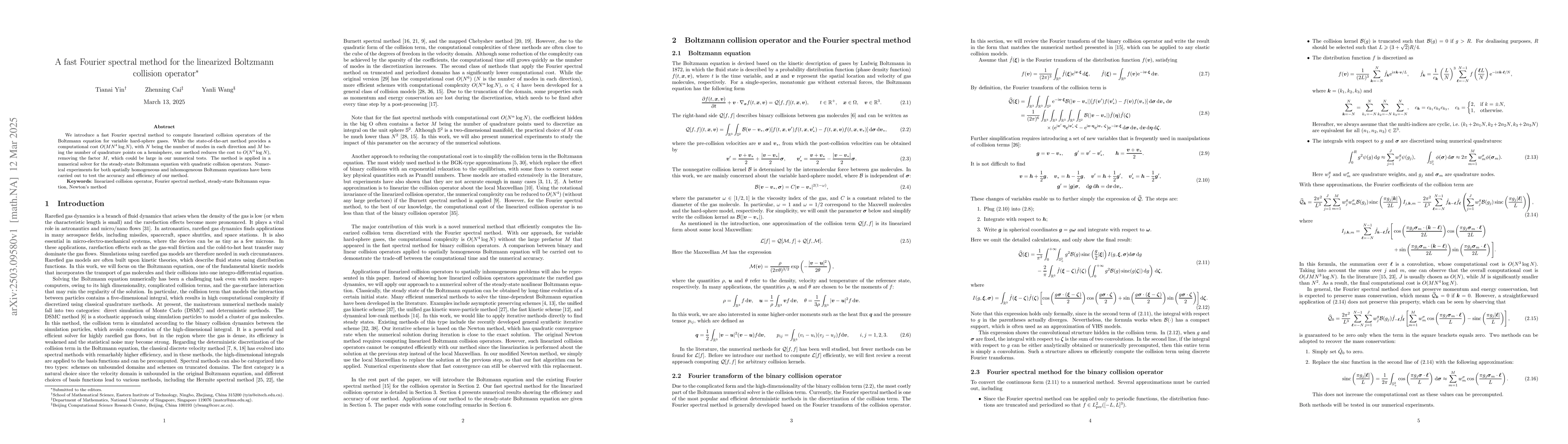 Thumbnail for A fast Fourier spectral method for the linearized Boltzmann collision
  operator