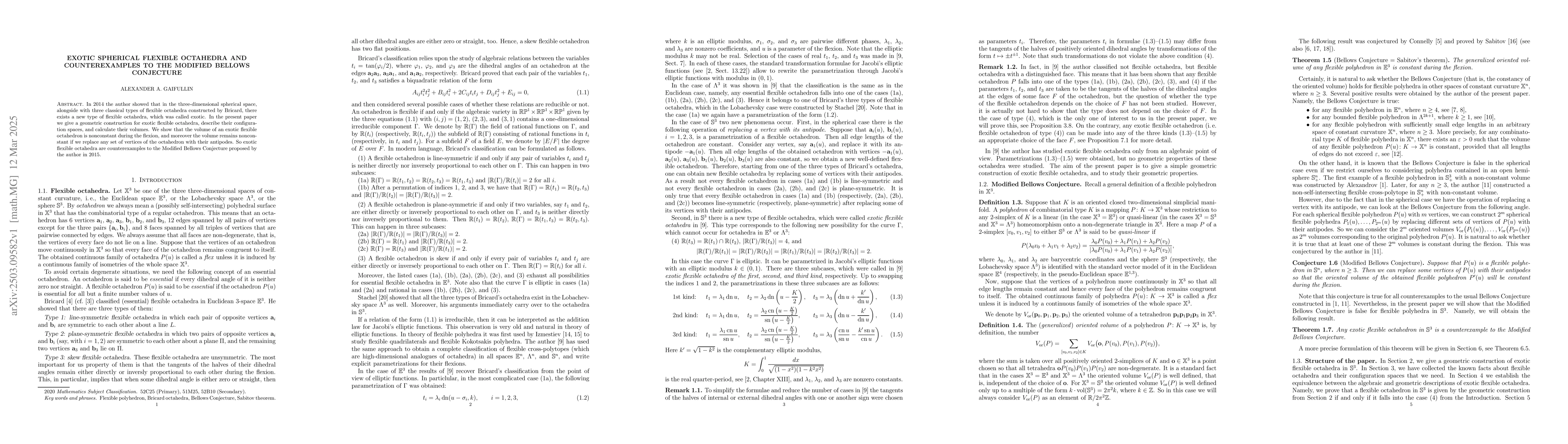 Thumbnail for Exotic spherical flexible octahedra and counterexamples to the Modified
  Bellows Conjecture