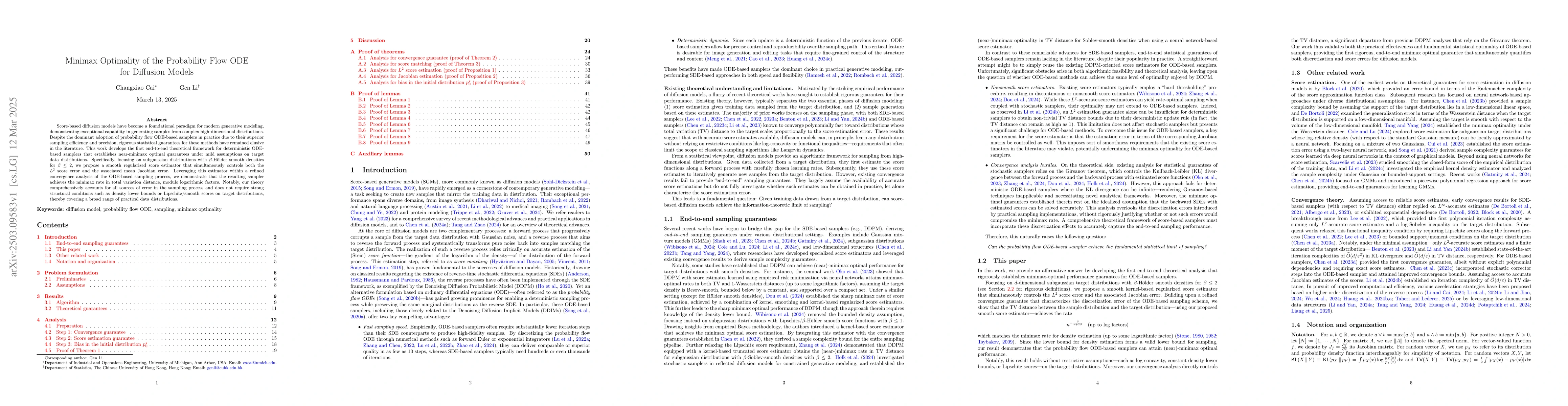 Thumbnail for Minimax Optimality of the Probability Flow ODE for Diffusion Models