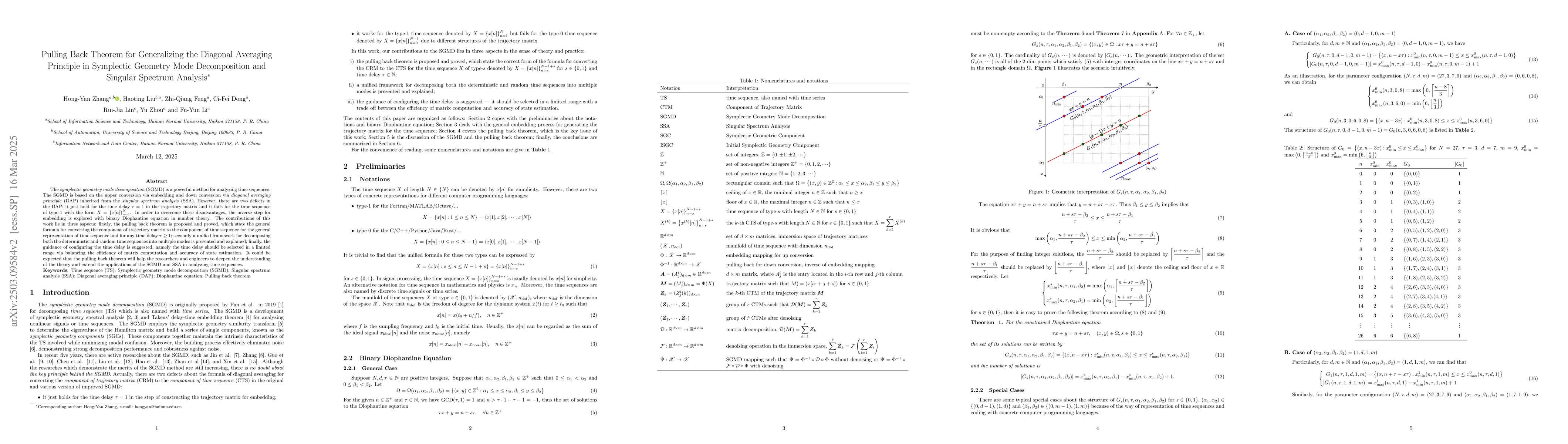 Thumbnail for Pulling Back Theorem for Generalizing the Diagonal Averaging Principle
  in Symplectic Geometry Mode Decomposition and Singular Spectrum Analysis
