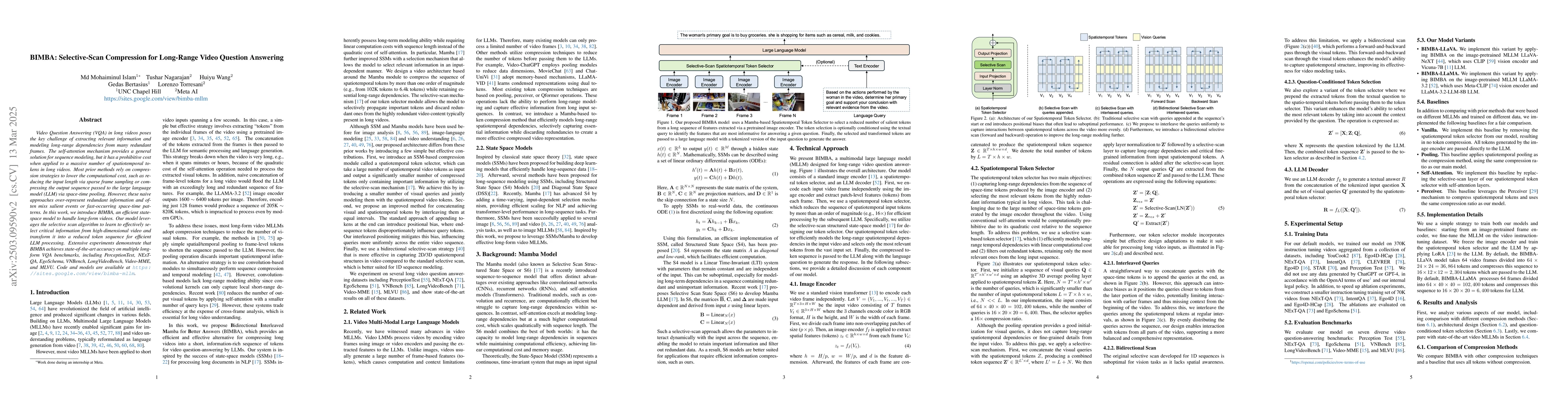Thumbnail for BIMBA: Selective-Scan Compression for Long-Range Video Question
  Answering