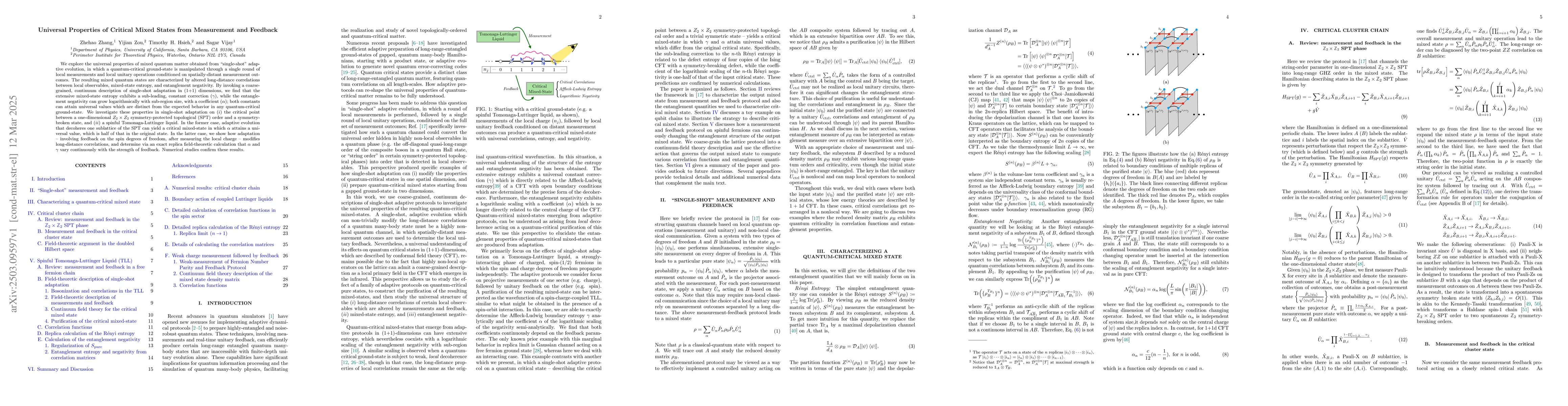 Thumbnail for Universal Properties of Critical Mixed States from Measurement and
  Feedback