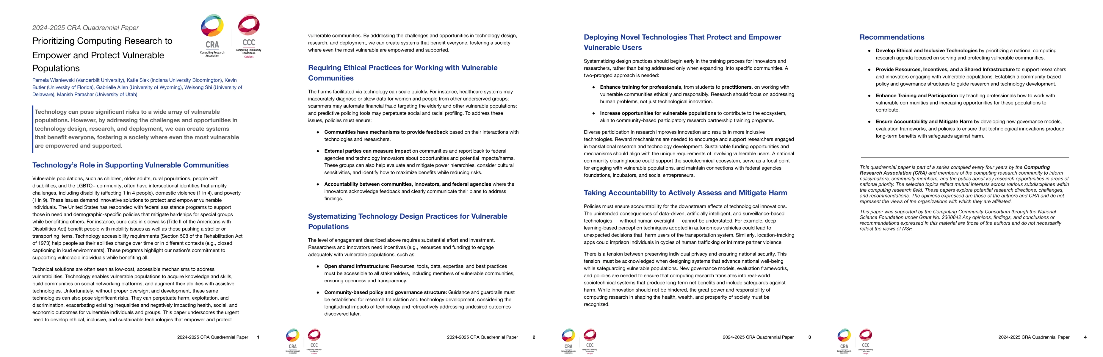 Thumbnail for Prioritizing Computing Research to Empower and Protect Vulnerable
  Populations