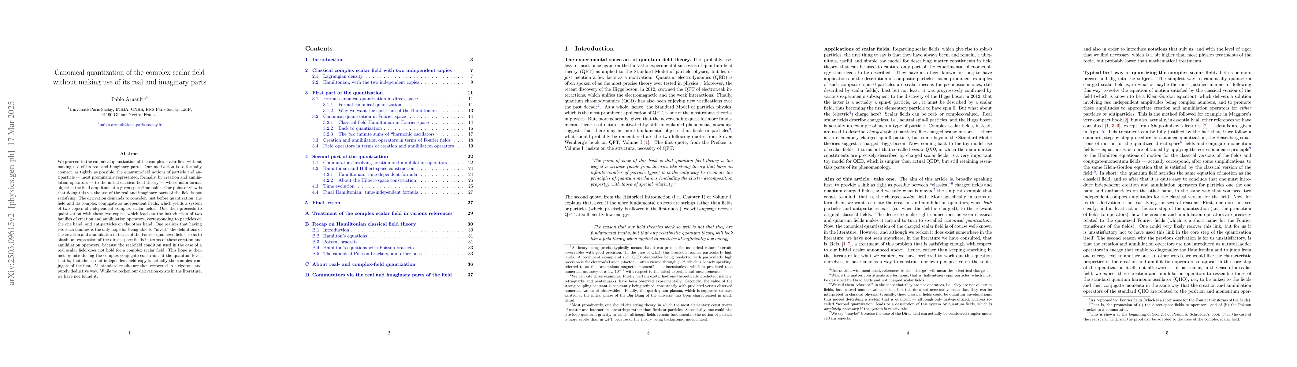 Thumbnail for Canonical quantization of the complex scalar field without making use of
  its real and imaginary parts