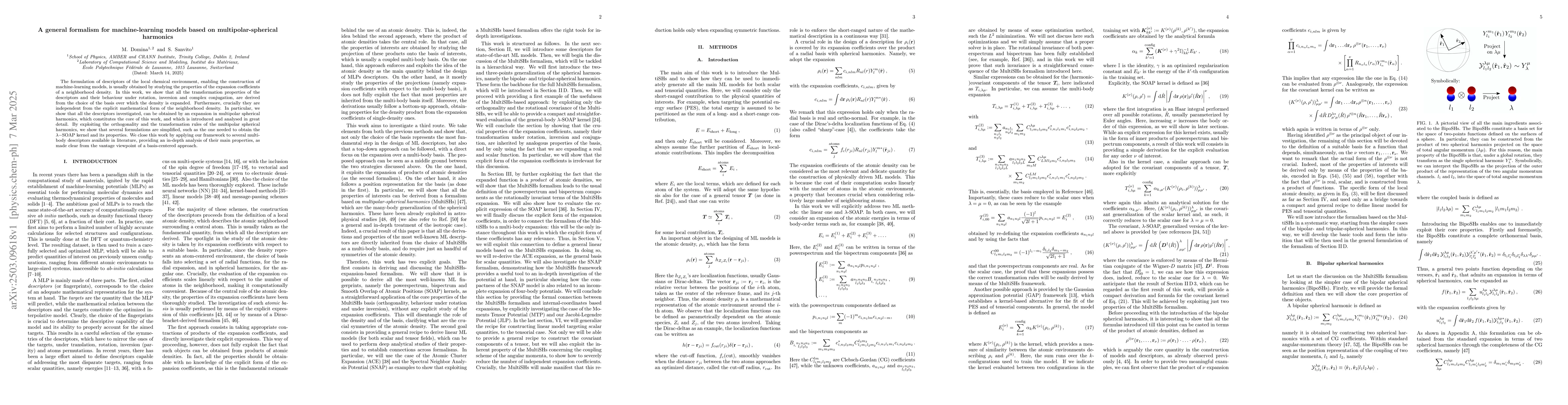Thumbnail for A general formalism for machine-learning models based on
  multipolar-spherical harmonics