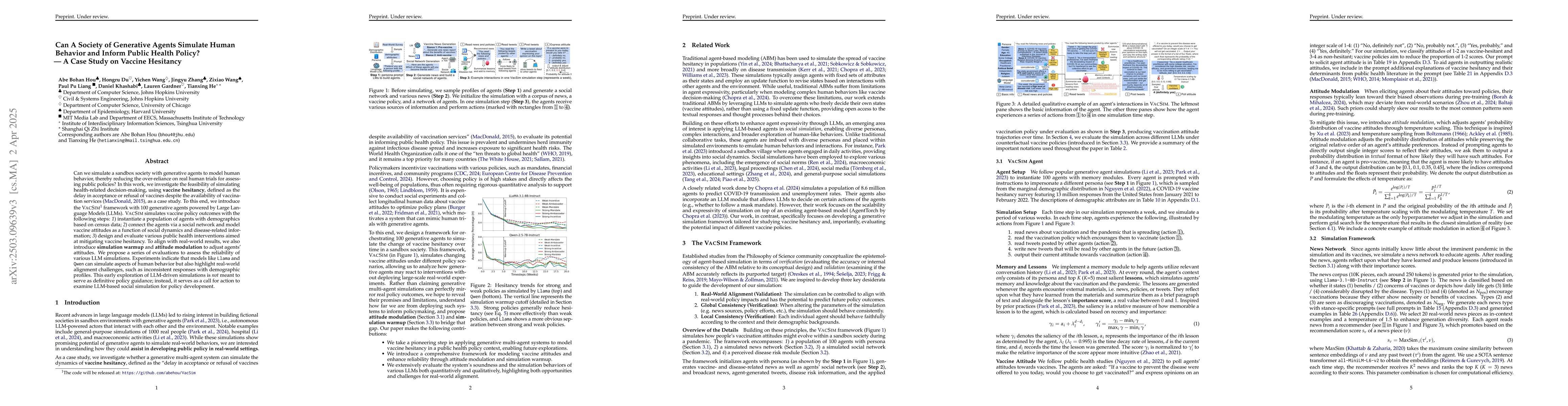 Thumbnail for Can A Society of Generative Agents Simulate Human Behavior and Inform
  Public Health Policy? A Case Study on Vaccine Hesitancy