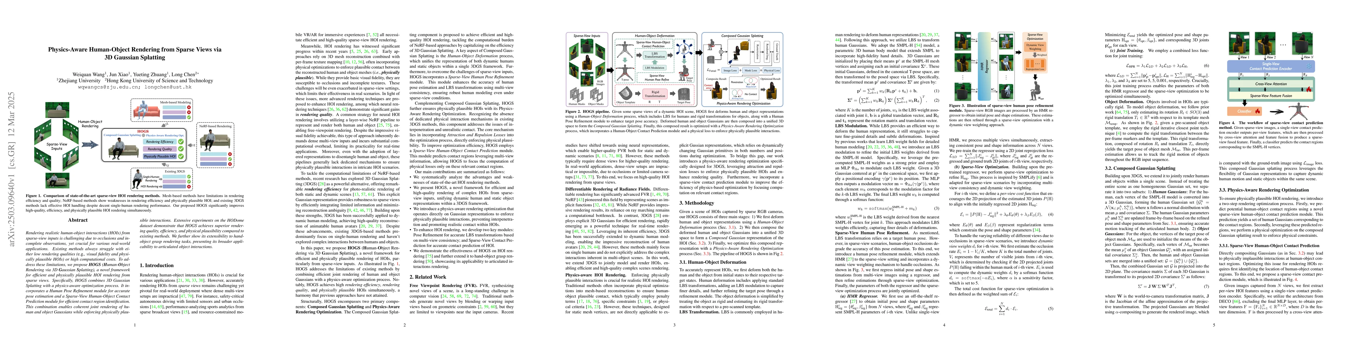 Thumbnail for Physics-Aware Human-Object Rendering from Sparse Views via 3D Gaussian
  Splatting