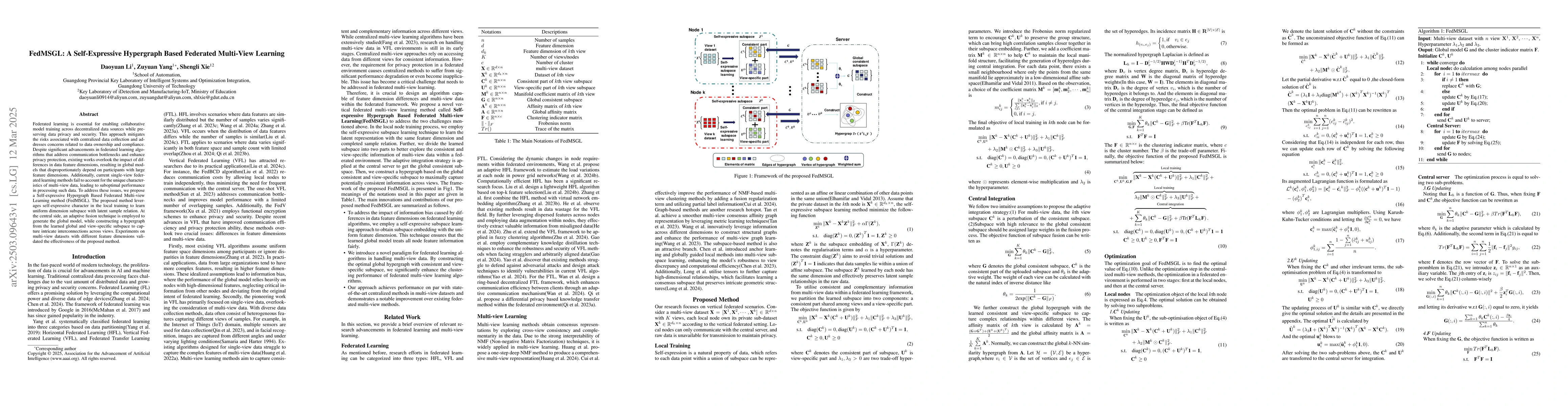 Thumbnail for FedMSGL: A Self-Expressive Hypergraph Based Federated Multi-View
  Learning