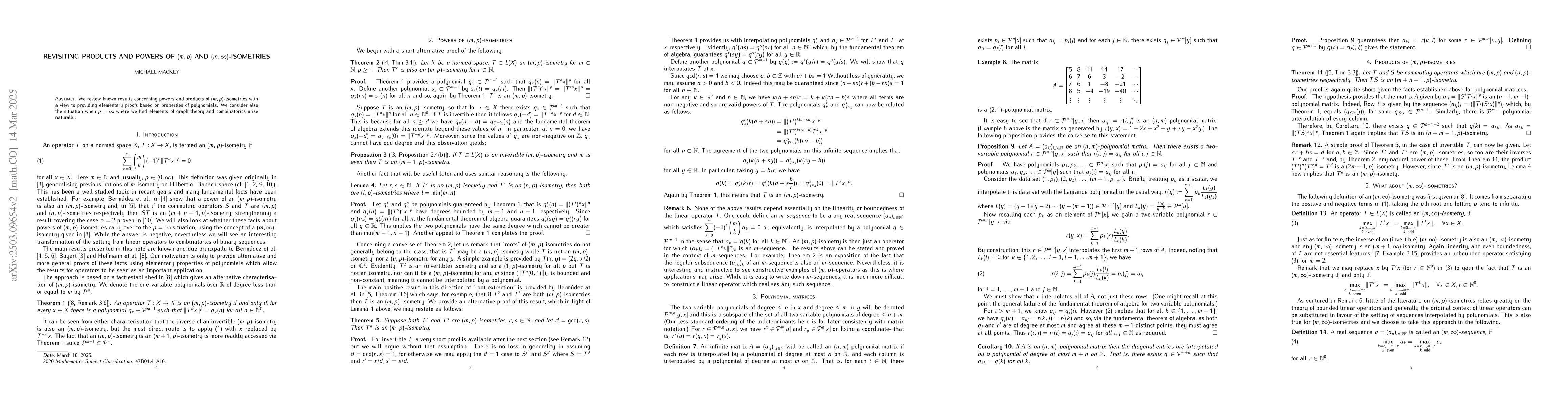 Thumbnail for Revisiting products and powers of $(m,p)$ and $(m,\infty)$-isometries