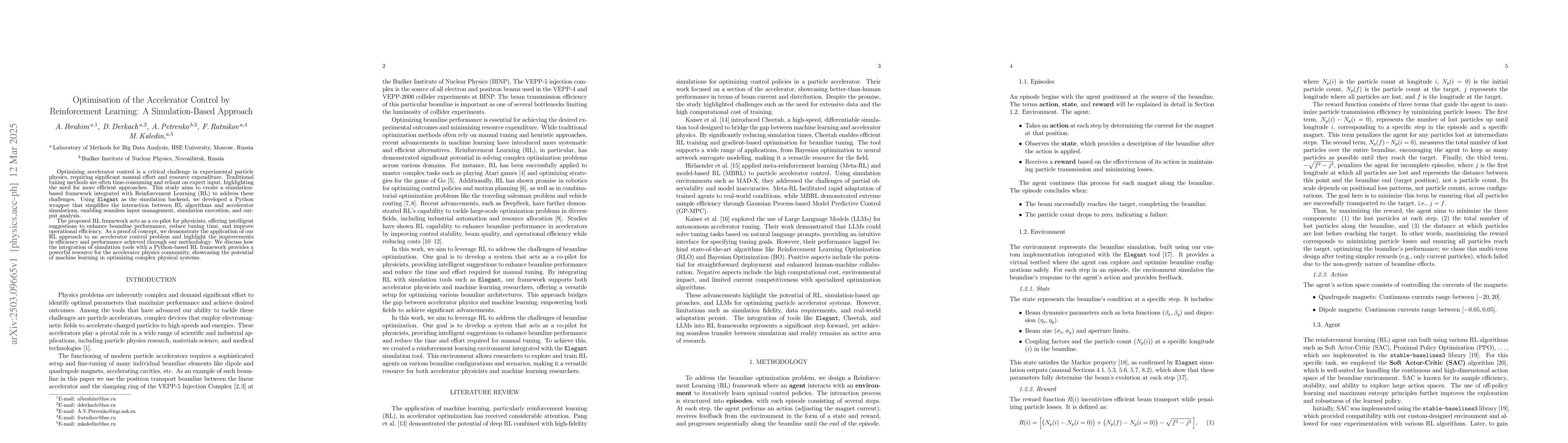 Thumbnail for Optimisation of the Accelerator Control by Reinforcement Learning: A
  Simulation-Based Approach