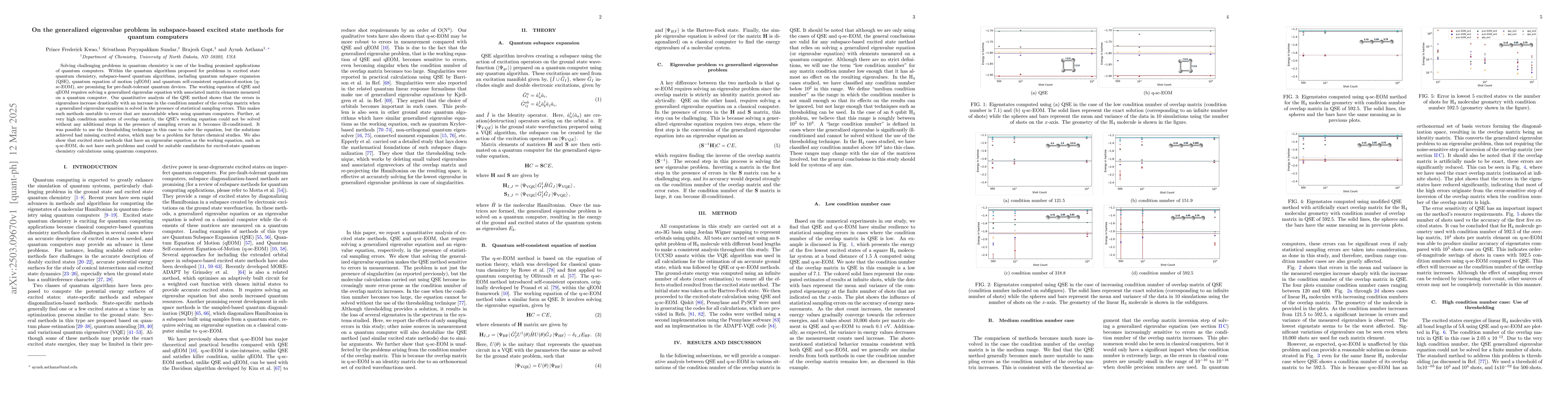 Thumbnail for On the generalized eigenvalue problem in subspace-based excited state
  methods for quantum computers