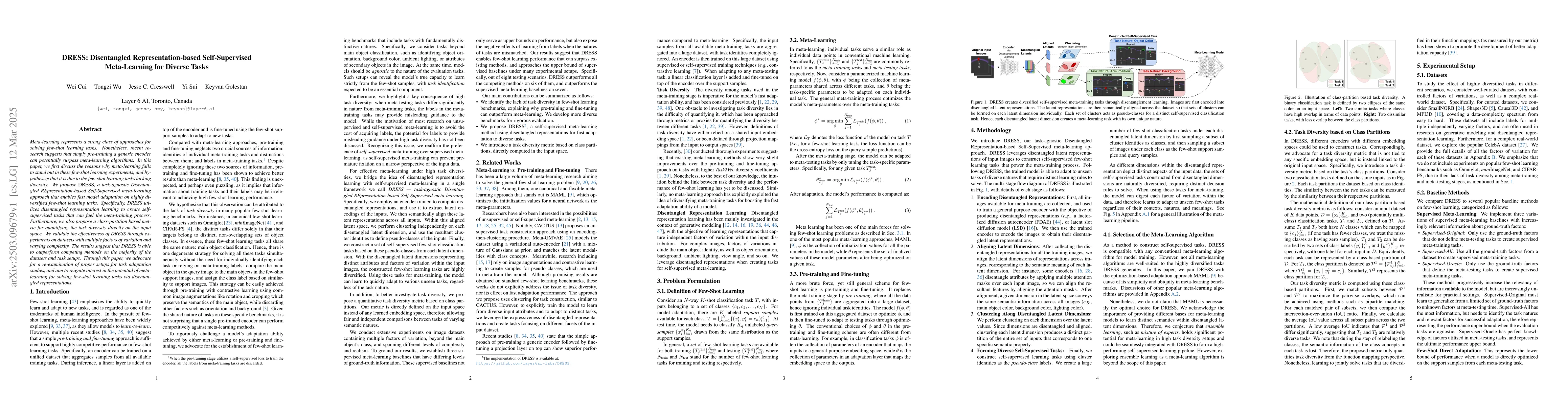 Thumbnail for DRESS: Disentangled Representation-based Self-Supervised Meta-Learning
  for Diverse Tasks
