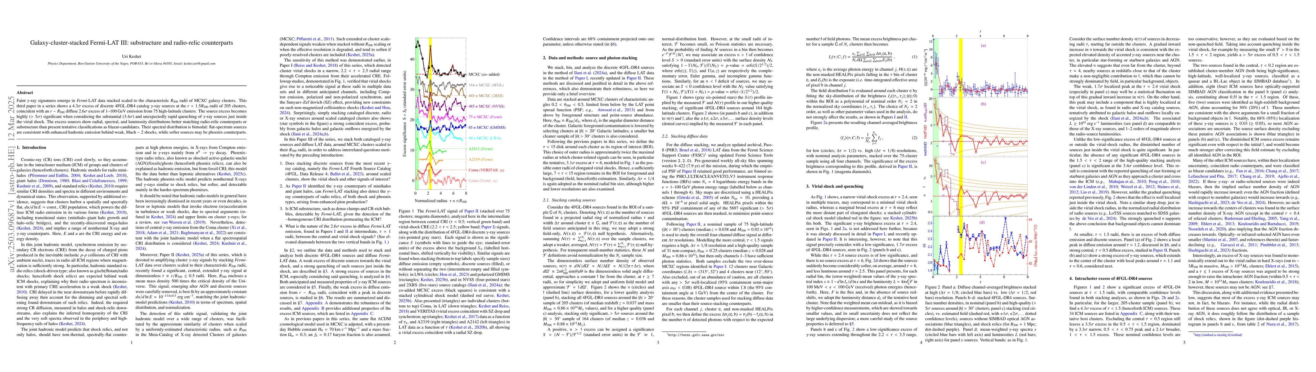 Thumbnail for Galaxy-cluster-stacked Fermi-LAT III: substructure and radio-relic
  counterparts