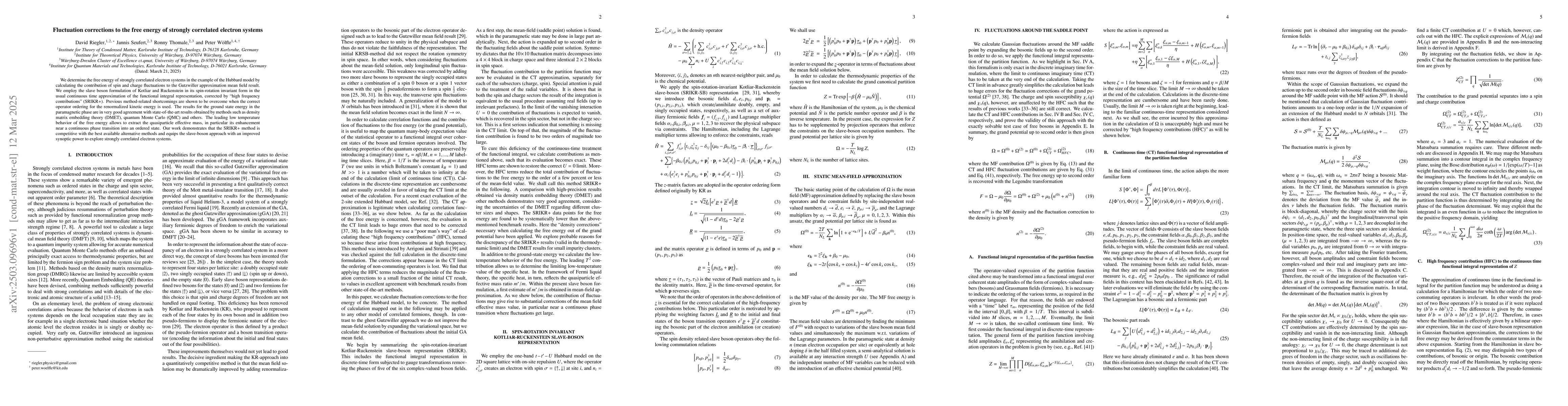 Thumbnail for Fluctuation corrections to the free energy of strongly correlated
  electron systems