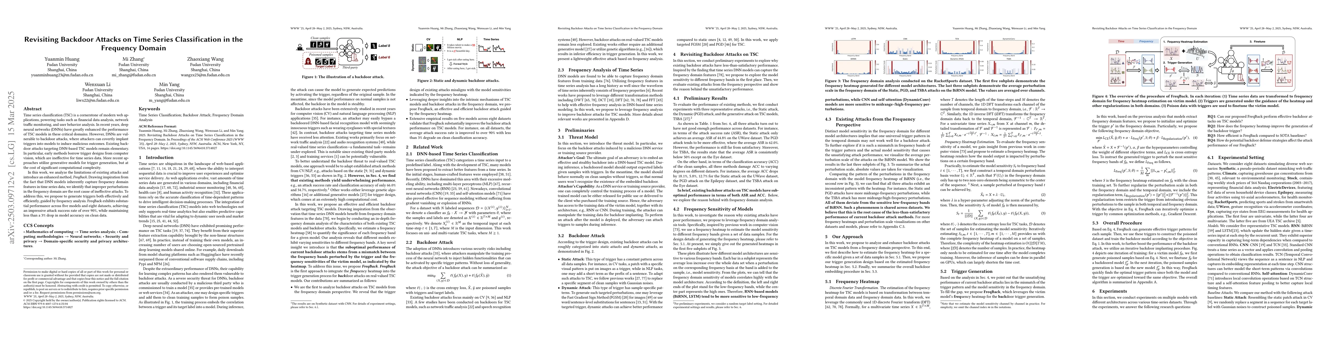 Thumbnail for Revisiting Backdoor Attacks on Time Series Classification in the
  Frequency Domain