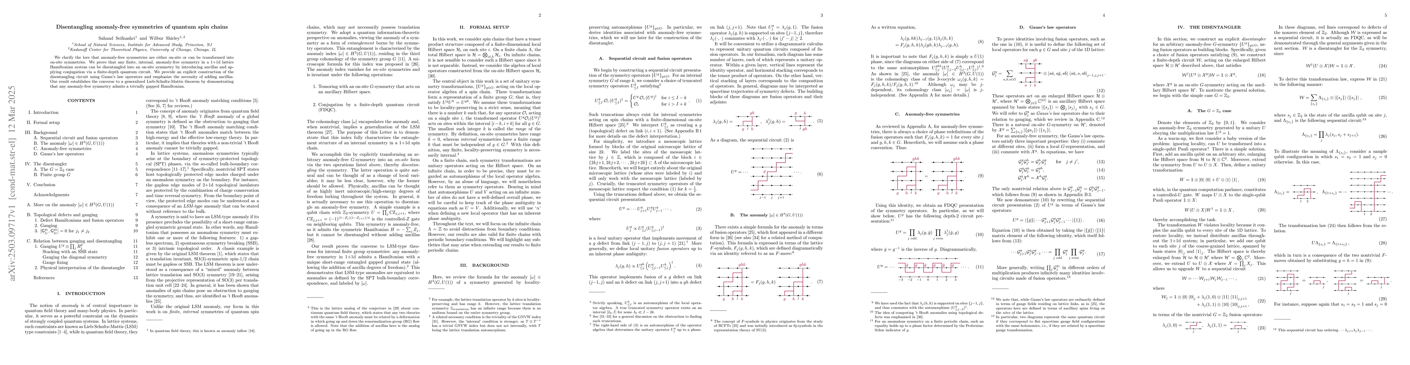 Thumbnail for Disentangling anomaly-free symmetries of quantum spin chains