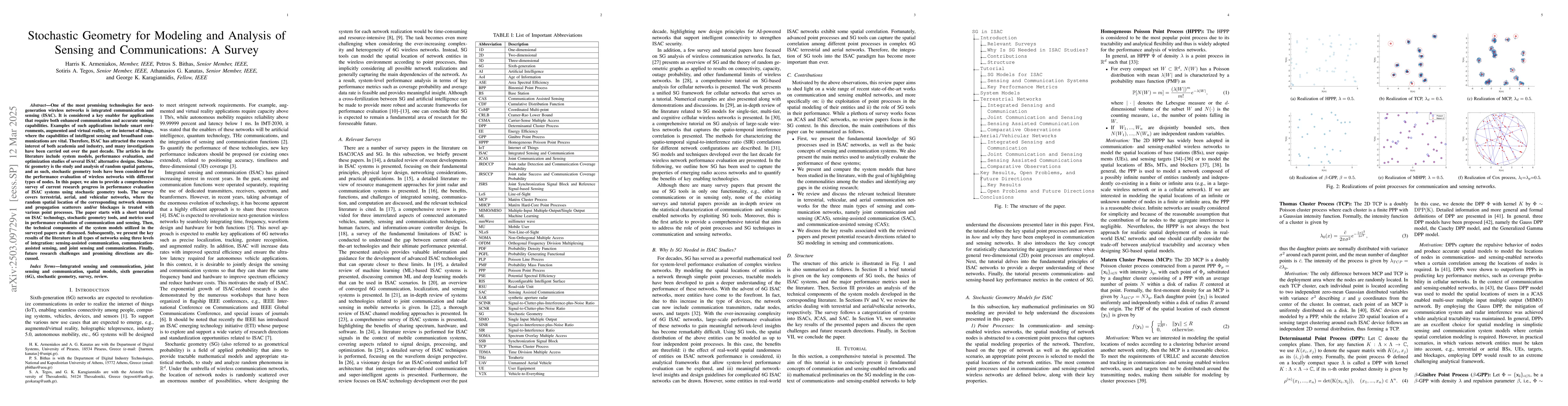 Thumbnail for Stochastic Geometry for Modeling and Analysis of Sensing and
  Communications: A Survey